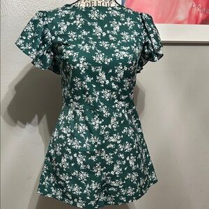 Floral Green Short Sleeve Dress